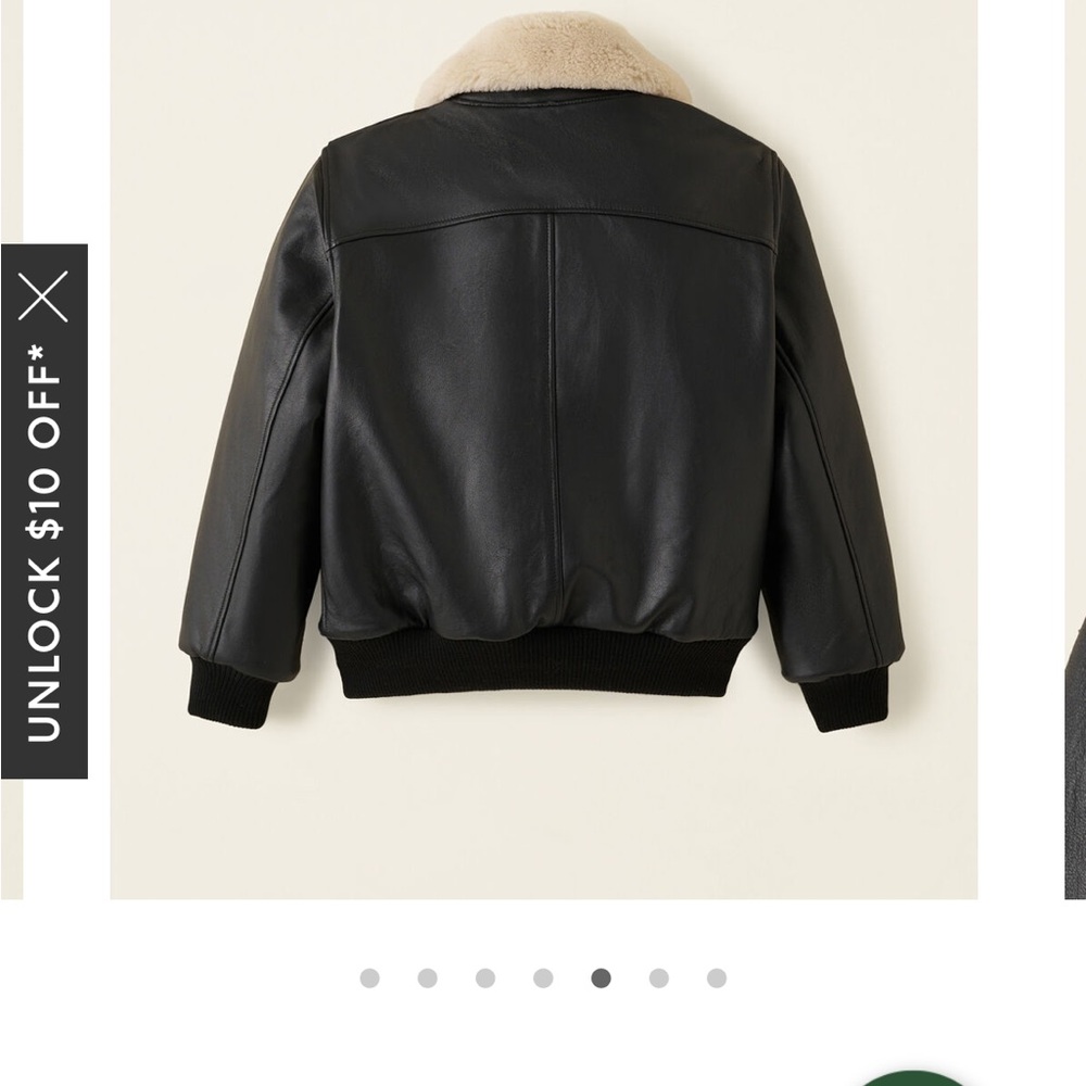 Roots Canada Leather Kids Aviator Jacket with Sherpa Collar XL - Picture 14 of 15